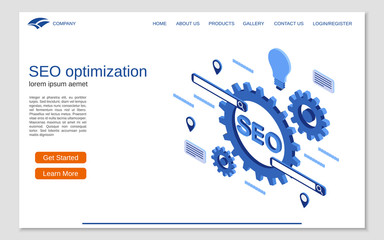 Wall Mural - seo optimization process, information processing, web search flat isometric vector concept illustrat