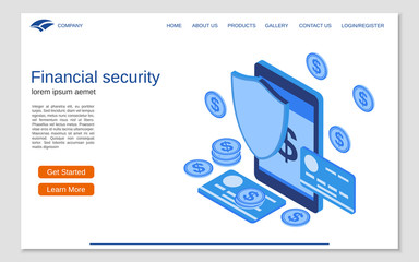 Wall Mural - financial security, online banking, money protection flat 3d isometric vector concept