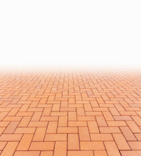 Paver Brick Floor Also Call Brick Paving, Paving Stone Or Block Paving. Manufactured From Concrete Or Stone For Road, Path, Driveway And Patio. Empty Floor In Perspective View For Texture Background.