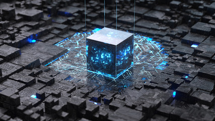 Wall Mural - Central Computer Processors CPU concept. 3d rendering,conceptual image.