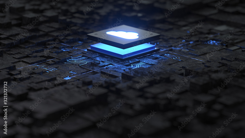 Cloud computing and network security concept, 3d rendering,conceptual ...