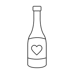 Poster - bottle of wine with heart isolated icon