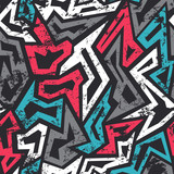 Fototapeta Młodzieżowe - colored graffiti seamless pattern with grunge effect