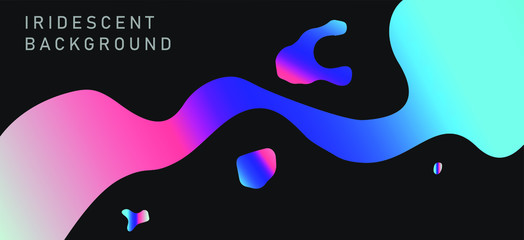 Aufkleber - Abstract colorful blobs set in gradient blue, cyan, pink, purple colors. Hatched shapes and dots, flowing liquid, dynamical forms. Vector illustration for banner, poster, cover design