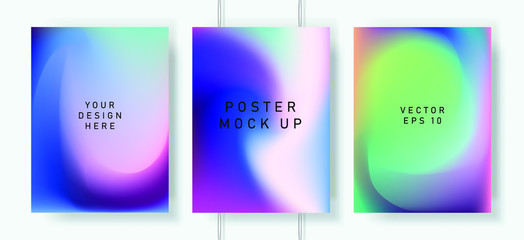 Aufkleber - Set of shiny iridescent holographic foil texures for poster and cover design. 