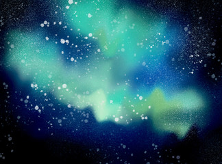 Wall Mural - abstract night sky background with stars, milky way, outer space and nebula illustration