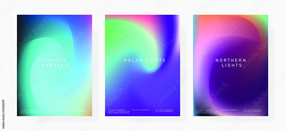 Set of shiny iridescent holographic foil texures for poster and cover design.  - obrazy, fototapety, plakaty 