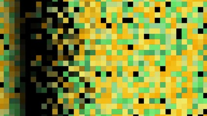 Poster - Abstract animation of multicolored pixel spot moving horizontally n the black background. Animation. Unique abstract pixel animation
