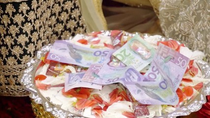 Wall Mural - shot of new zealand cash used as dowry in a wedding