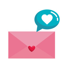 Wall Mural - envelope and speech bubble with heart isolated icon