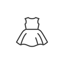 Elegant Baby Dress Line Icon. Linear Style Sign For Mobile Concept And Web Design. Baby Girl Dress Outline Vector Icon. Symbol, Logo Illustration. Vector Graphics