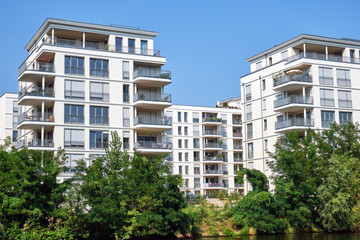 Wall Mural - Modern white apartment buildings seen in Berlin, Germany