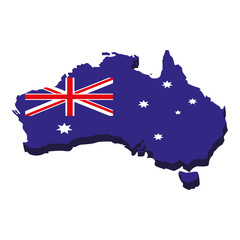 Poster - australia map with flag on white background