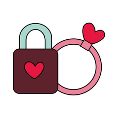 Poster - padlock and ring with heart isolated icon