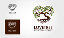 Love Tree Logo Template. This Logo Stylish Trendy Sign, Tree With Leaves Forming The Shape Of The Heart. It Symbolize Love, Natural Growth And Life Power.