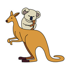 Sticker - kangaroo and koala on white background