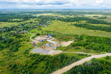 Top view of an industrial area in the countryside