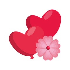 Sticker - balloon helium in heart shape with flower