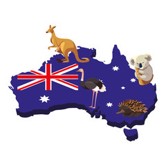 Sticker - animals native of australia over map of australia