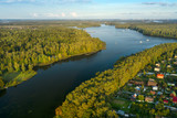 Fototapeta Do pokoju - Aerial View Of The Pyalovsky Reservoir Bay In The Autumn Evening