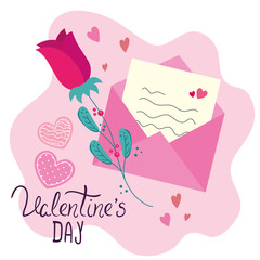 Sticker - valentines day card with envelope and decoration