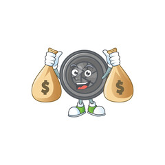 Canvas Print - A cute image of camera lens cartoon character holding money bags