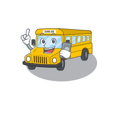 Wall Mural - School bus Cartoon design style speaking on a phone