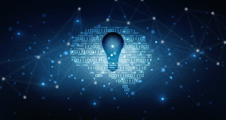 Poster - 2d illustration bulb future technology, innovation background, creative idea concept 