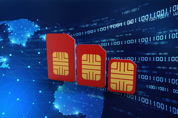 Poster - 3d render sim card