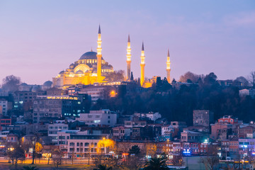 Wall Mural - Istanbul, Turkey - Jan 14, 2020: The Suleymaniye Mosque is an Ottoman imperial mosque located on the Third Hill of Istanbul, Turkey