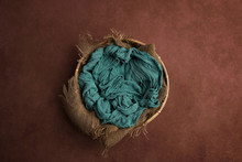 Newborn Photography Digital Background Prop. Wicker Basket On A Painted Canvas.
