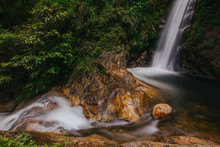 Tropical Mae Pan Waterfall In Doi Inthanon National Park In Chiang Mai.