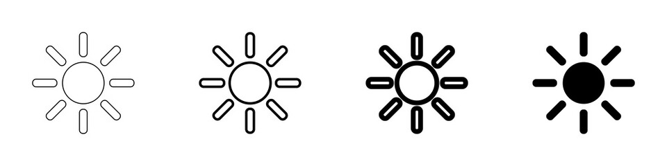 Wall Mural - The sun. Set of vector icon icons of different thicknesses. Isolated on a white background.