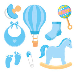 Poster - collection of cute icons for little boy