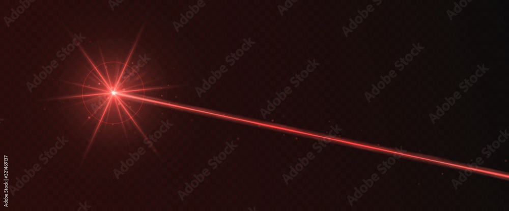 Red laser beam light effect isolated on transparent background. Neon light ray. - obrazy, fototapety, plakaty 