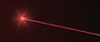 Red laser beam light effect isolated on transparent background. Neon light ray.