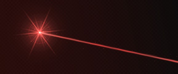Wall Mural - red laser beam light effect isolated on transparent background. neon light ray.