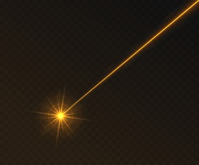 Wall Mural - orange laser beam light effect isolated on transparent background. neon light ray with sparkles.