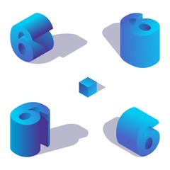 Poster - Isometric blue number 6 in various foreshortening. Decorated with shadows and vibrant gradients digits