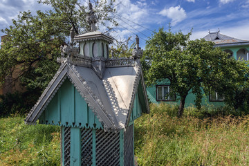 Sticker - Covered weel in Romanian village of Marginea, famous for the traditional handmade production of black pottery