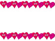 A border with funny hearts, big eyes, smiling. White background