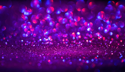 Wall Mural - background of abstract glitter lights. purple, red and blue. defocused