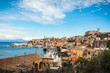 panoramic image of a typical Mediterranean seaside town