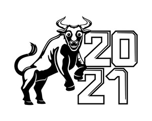 Wall Mural - Bull symbol of the new year 2021 on the Chinese calendar.