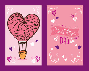 Wall Mural - set cards of happy valentines day with decoration