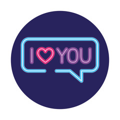 Sticker - speech bubble in neon light, valentine day