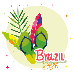 Wall Mural - poster of carnival brazil with flip flops and decoration