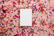 © ink drop - Blank card on colourful party sparkling party confetti