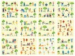 Vector illustration backgrounds in flat design of group peopledoing different activities outdoor in the park on weekend