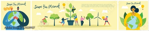 Fotomural Vector illustration ECO backgrounds of Concept of green eco energy and quote Sav